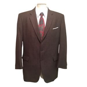 Calvin America Brown Herringbone Wool Sport Coat